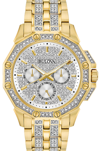 bulova black crystal watch