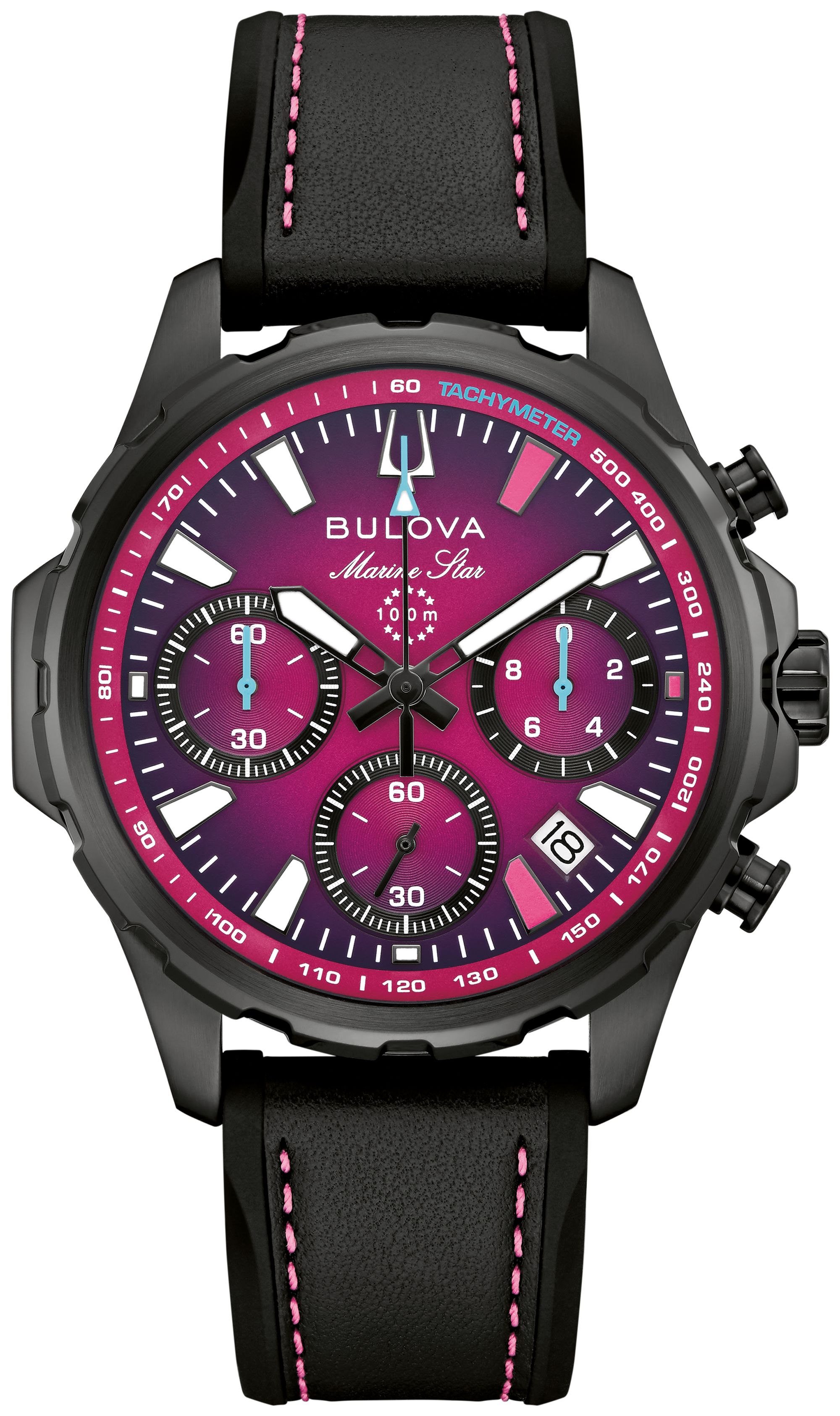 Bulova E1 Team Miami Marine Star Leather and Silicone Rubber LP Performance Men's Watch - 98B476 Gifts for Him