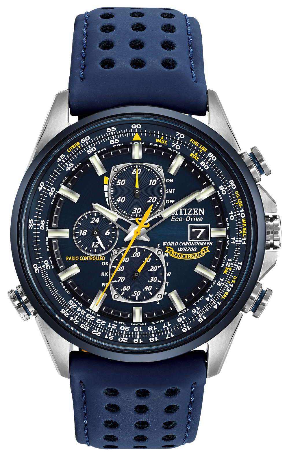 World Chronograph A T Men S Eco Drive At8020 03l Blue Watch Citizen Images