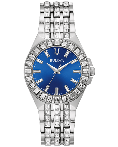 bulova men's crystal stainless steel quartz watch 98c109