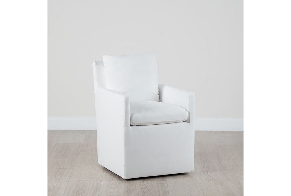 Auden White Castored Upholstered Arm Chair Dining Room Chairs City Furniture