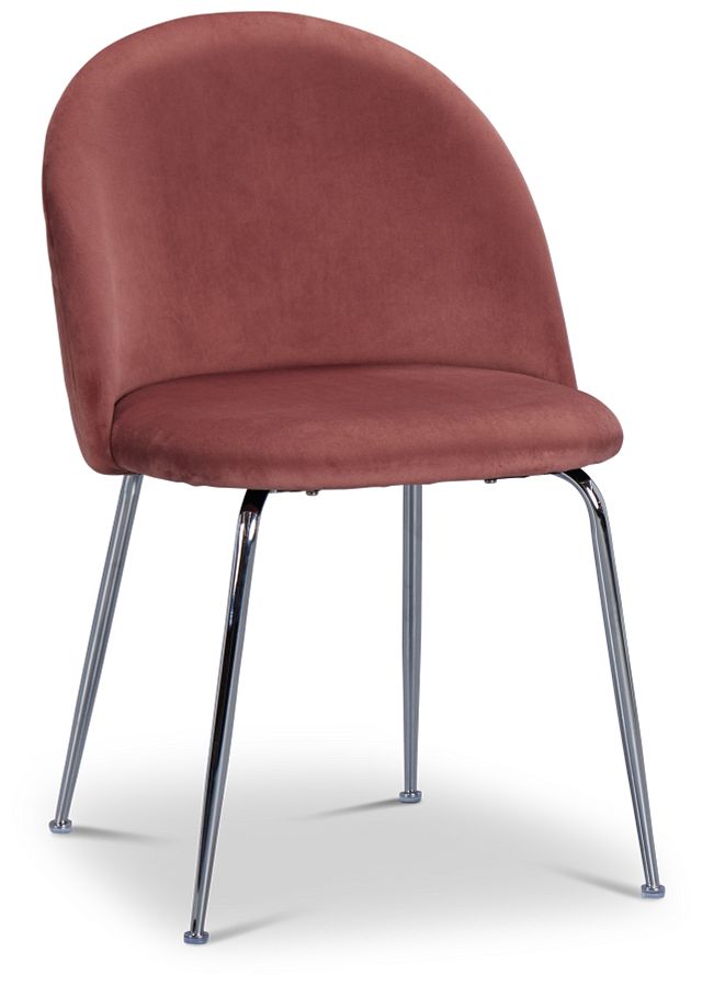 Capri Light Pink Velvet Upholstered Side Chair W/ Chrome Legs