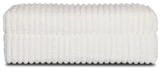 Teddy White Fabric Ottoman