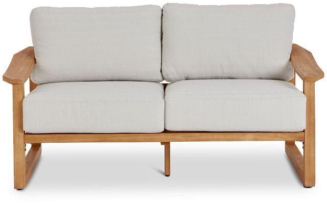 Tobago Light Tone Loveseat With Gray Cushions