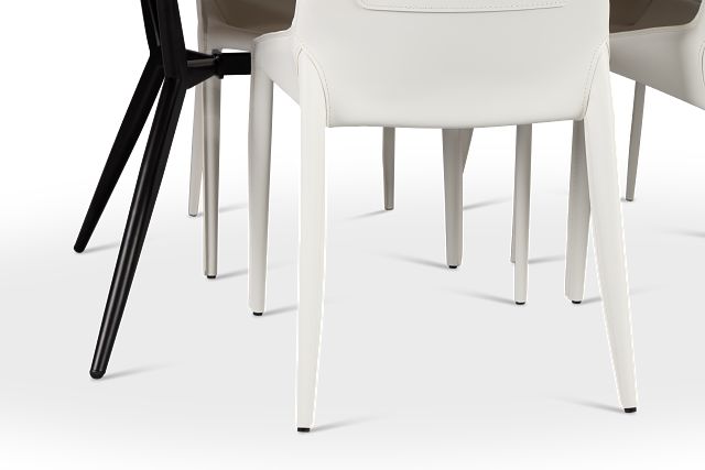 Margo Two-tone Rect Table & 4 White Upholstered Chairs