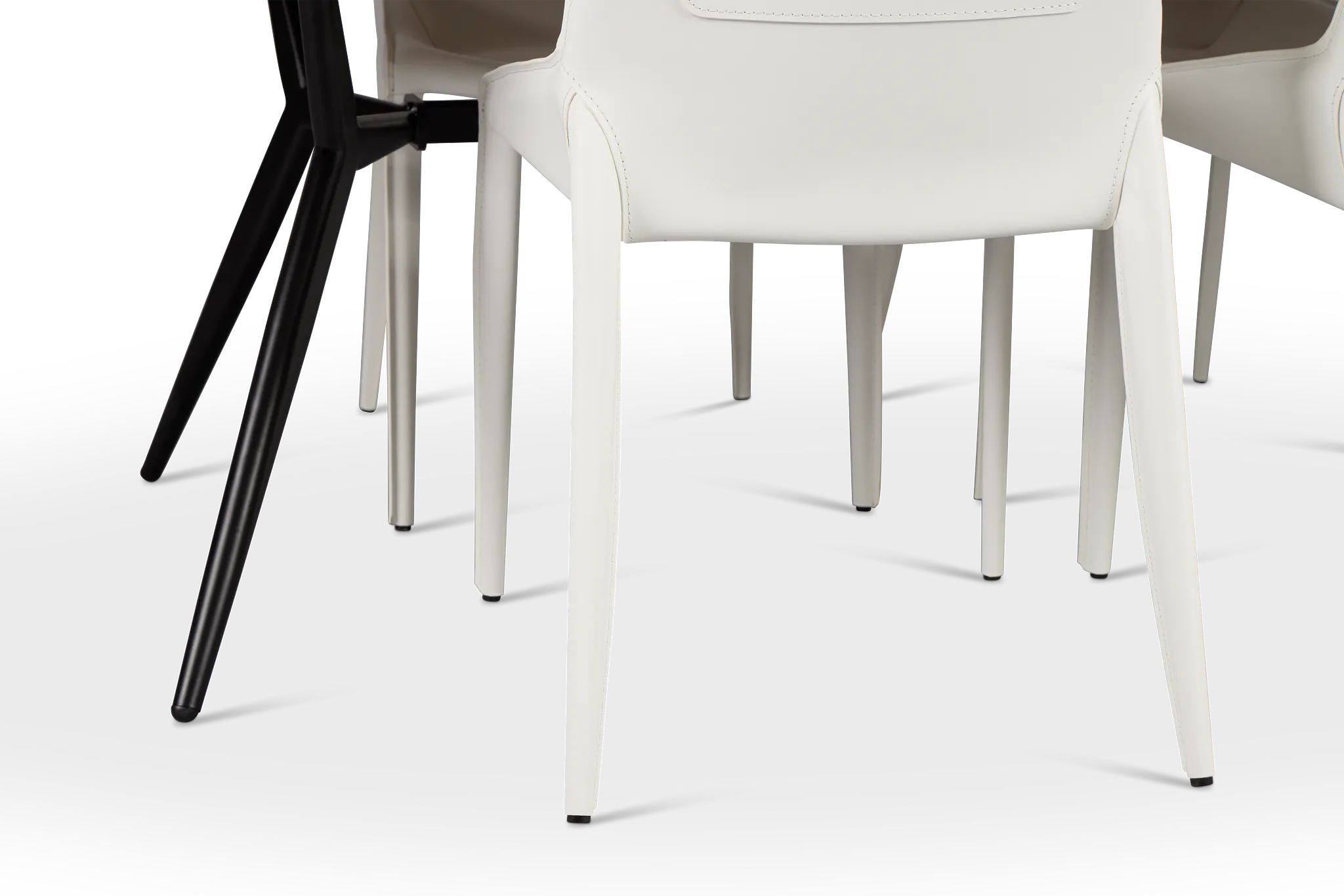 Margo Two-tone Rect Table & 4 White Upholstered Chairs