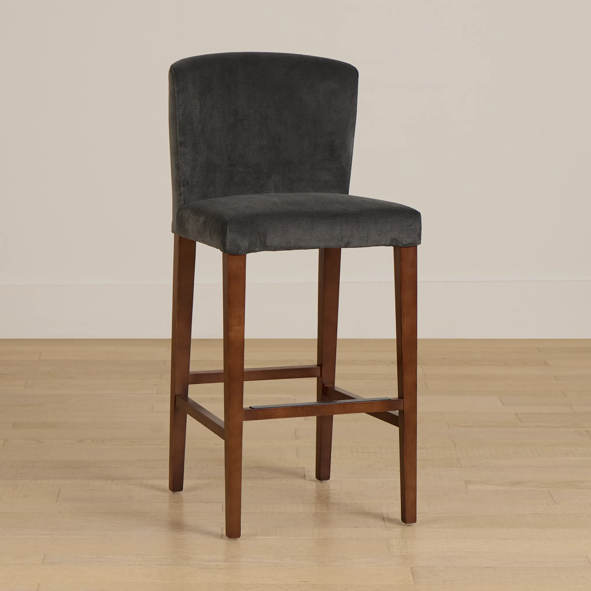 Bentley Dark Gray Velvet 30" Upholstered Barstool