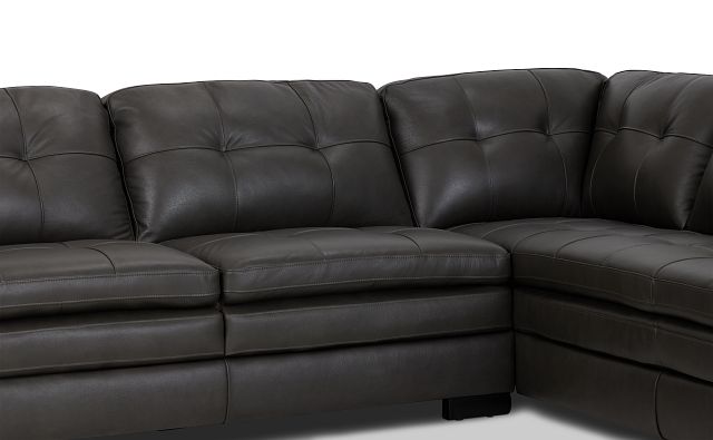 Braden Dark Gray Leather Medium Right Bumper Sectional