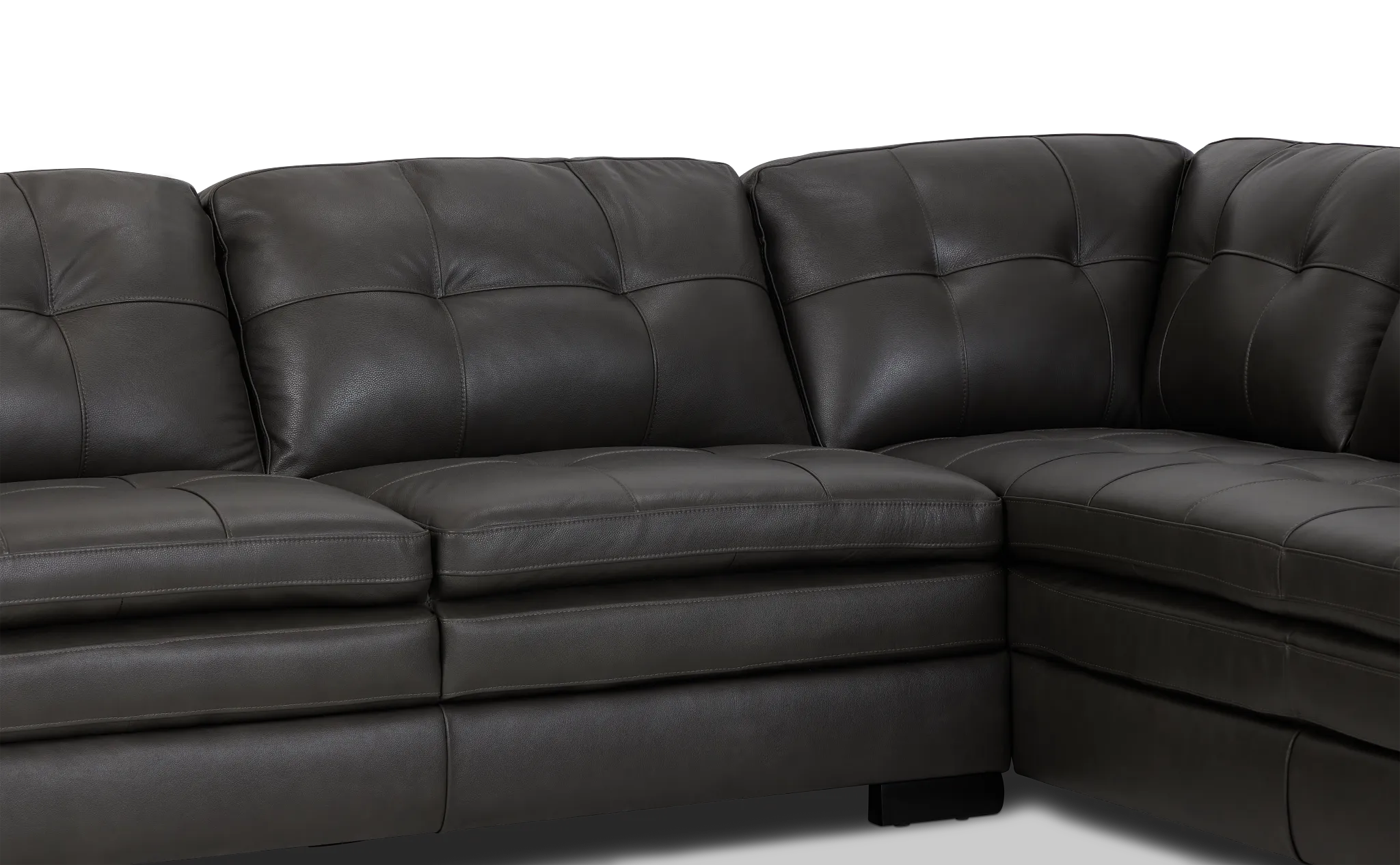 Braden Dark Gray Leather Medium Right Bumper Sectional