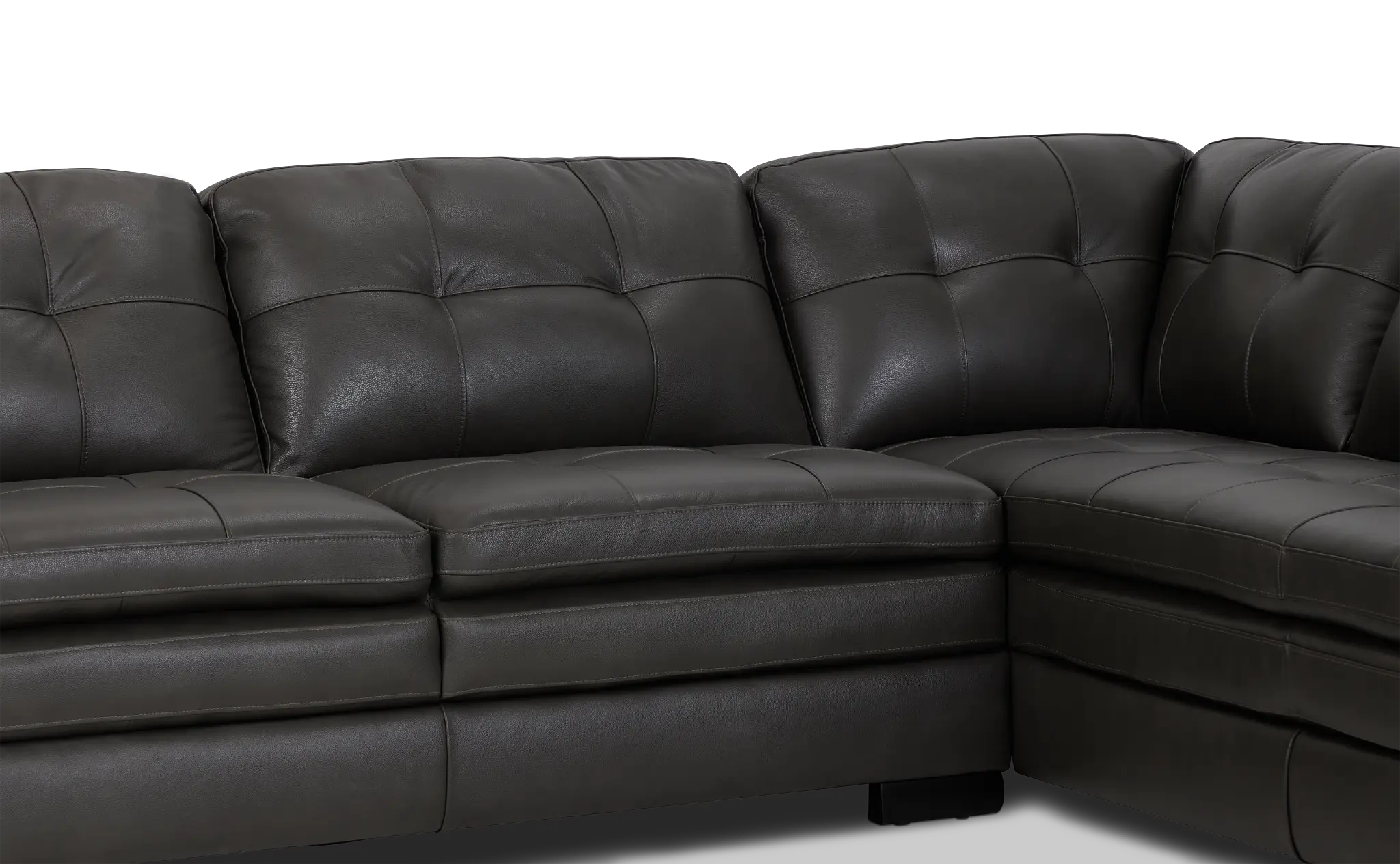 Braden Dark Gray Leather Medium Right Bumper Sectional Braden Dark Gray Leather Medium Right Bumper Sectional