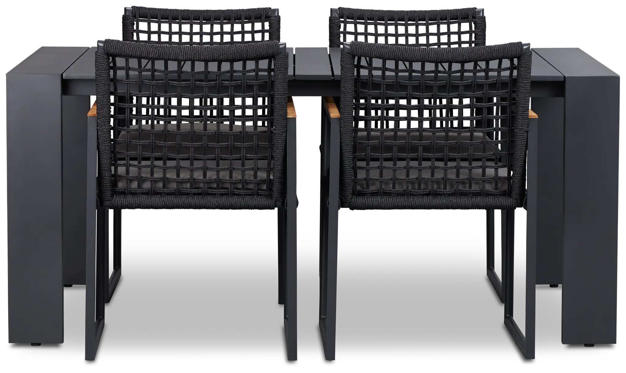 Sunrise Dark Gray 65" Rectangular Table & 4 Teak Arm Chairs Sunrise Dark Gray 65" Rectangular Table & 4 Teak Arm Chairs