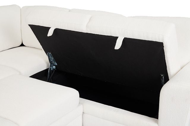 Everly White Fabric Small 2-arm Left Sleeper Storage Sectional