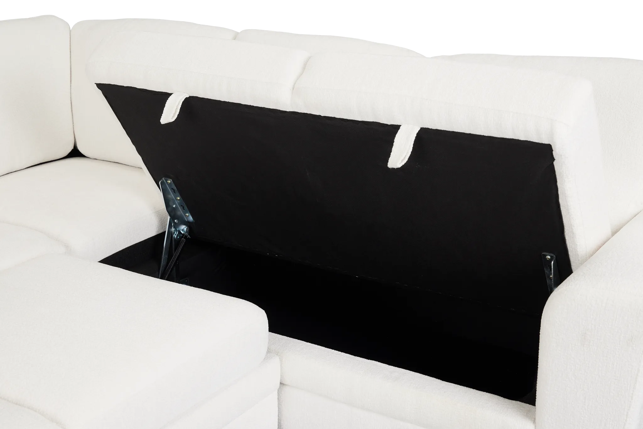 Everly White Fabric Small 2-arm Left Sleeper Storage Sectional