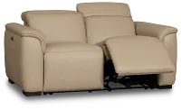 Flexsteel Brodie Taupe Lthr/vinyl Power Reclining Loveseat