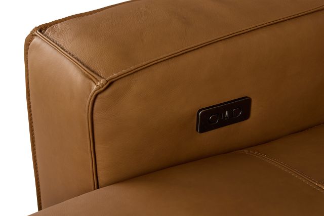 Rudy Brown Lthr/vinyl Power Extension Chaise Sofa