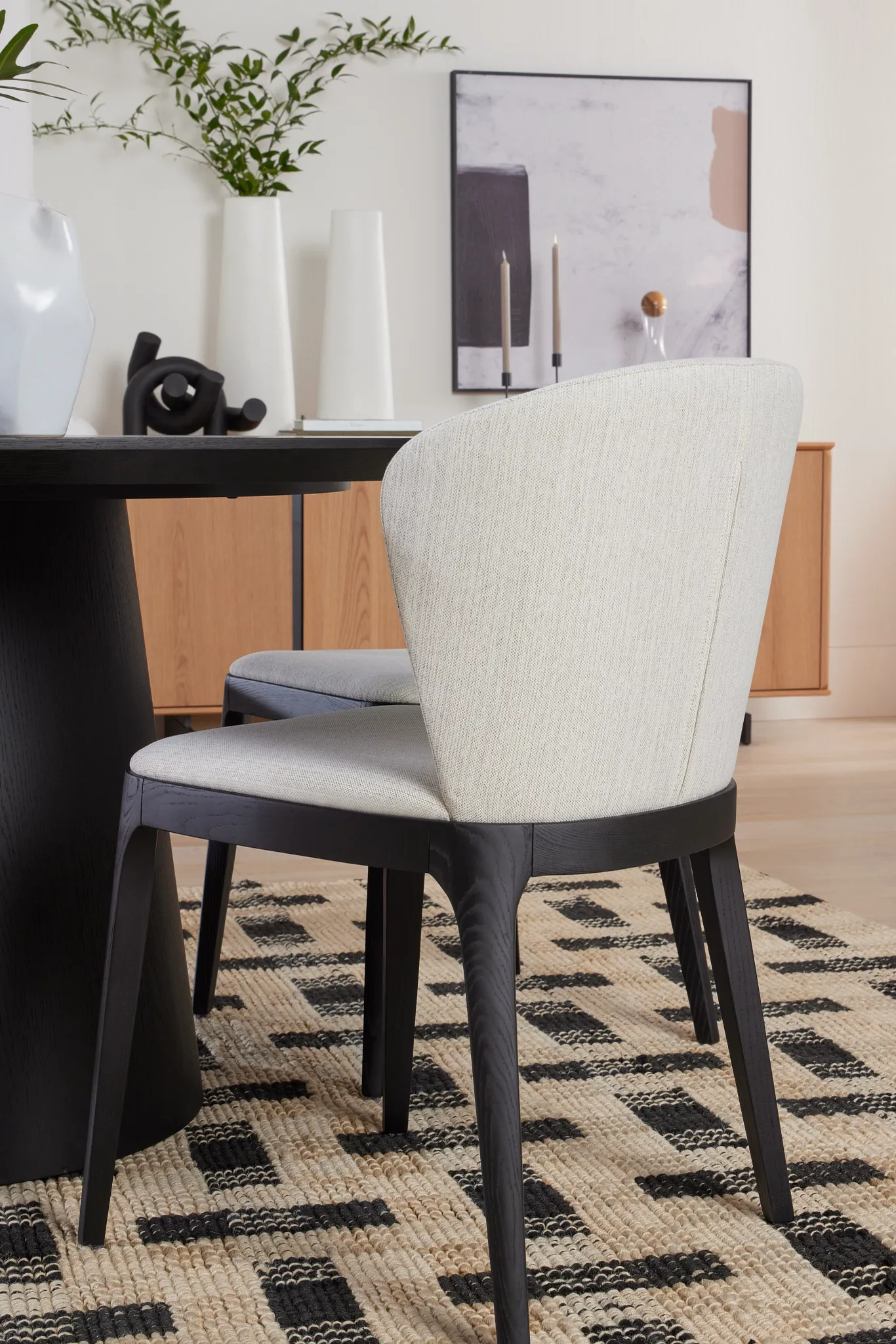 Nomad Light Beige Upholstered Side Chair W/ Black Legs