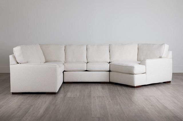 Austin White Fabric Small Right Cuddler Sectional