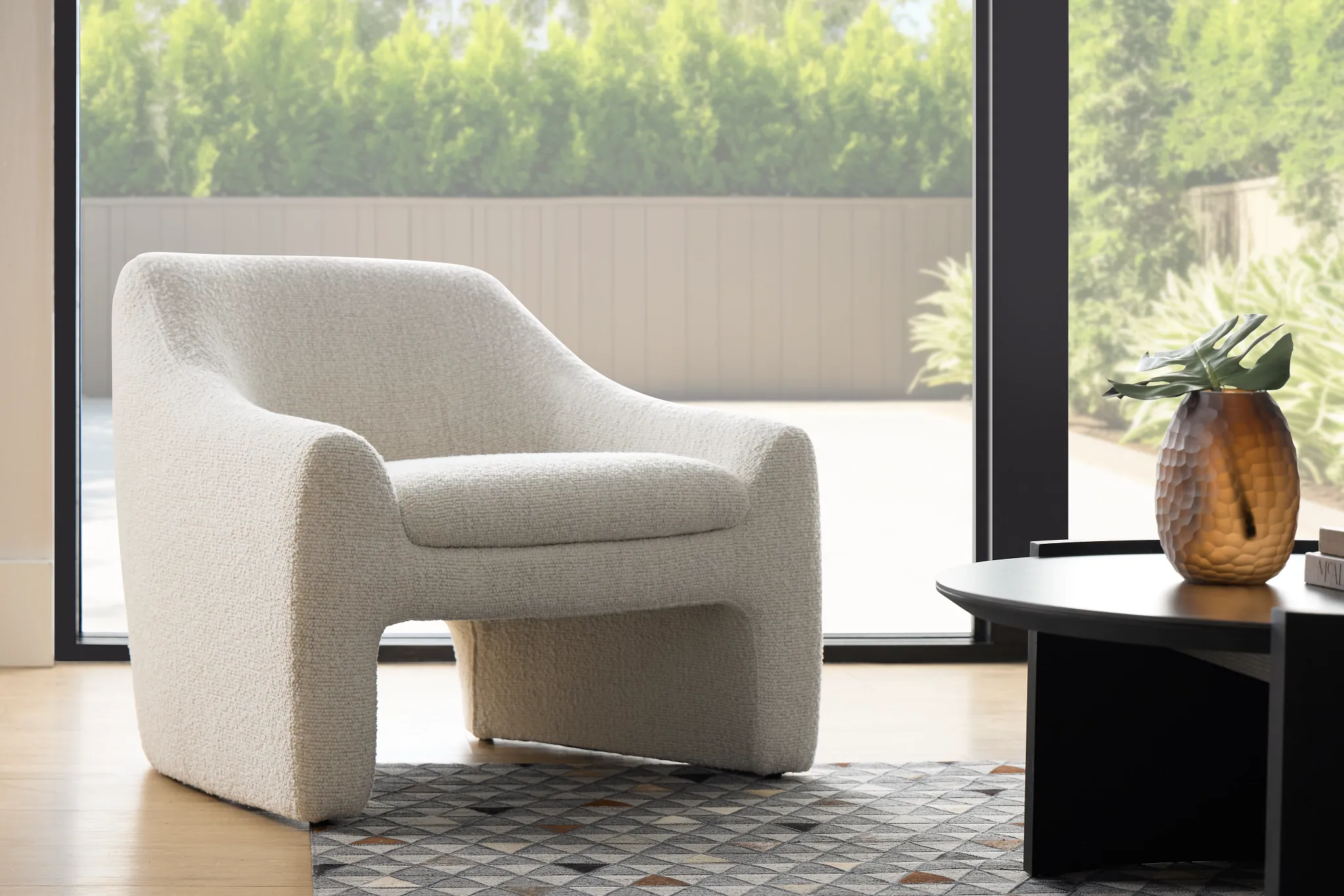 Carter White Fabric Accent Chair
