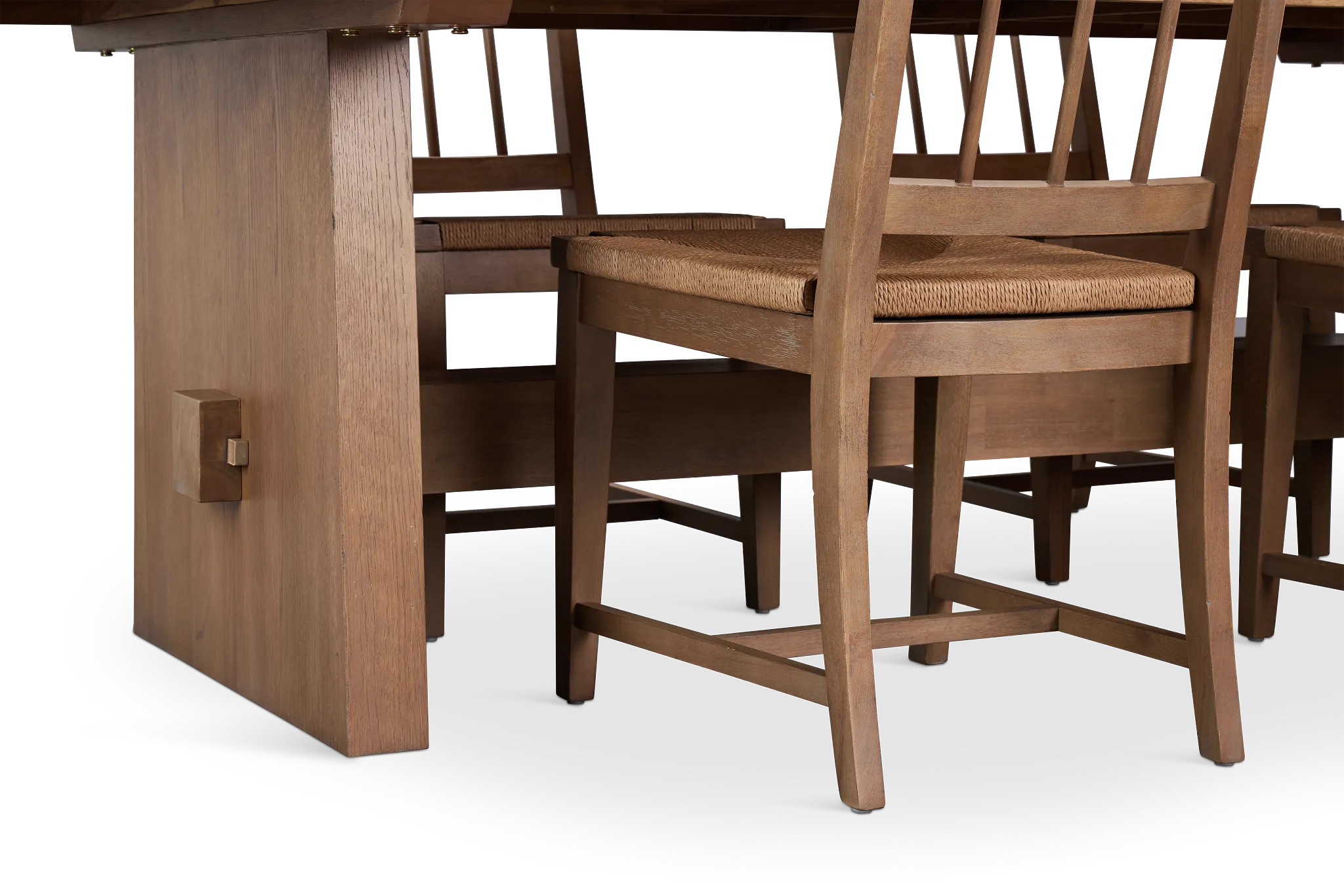 Provo Mid Tone Trestle Table & 4 Woven Chairs