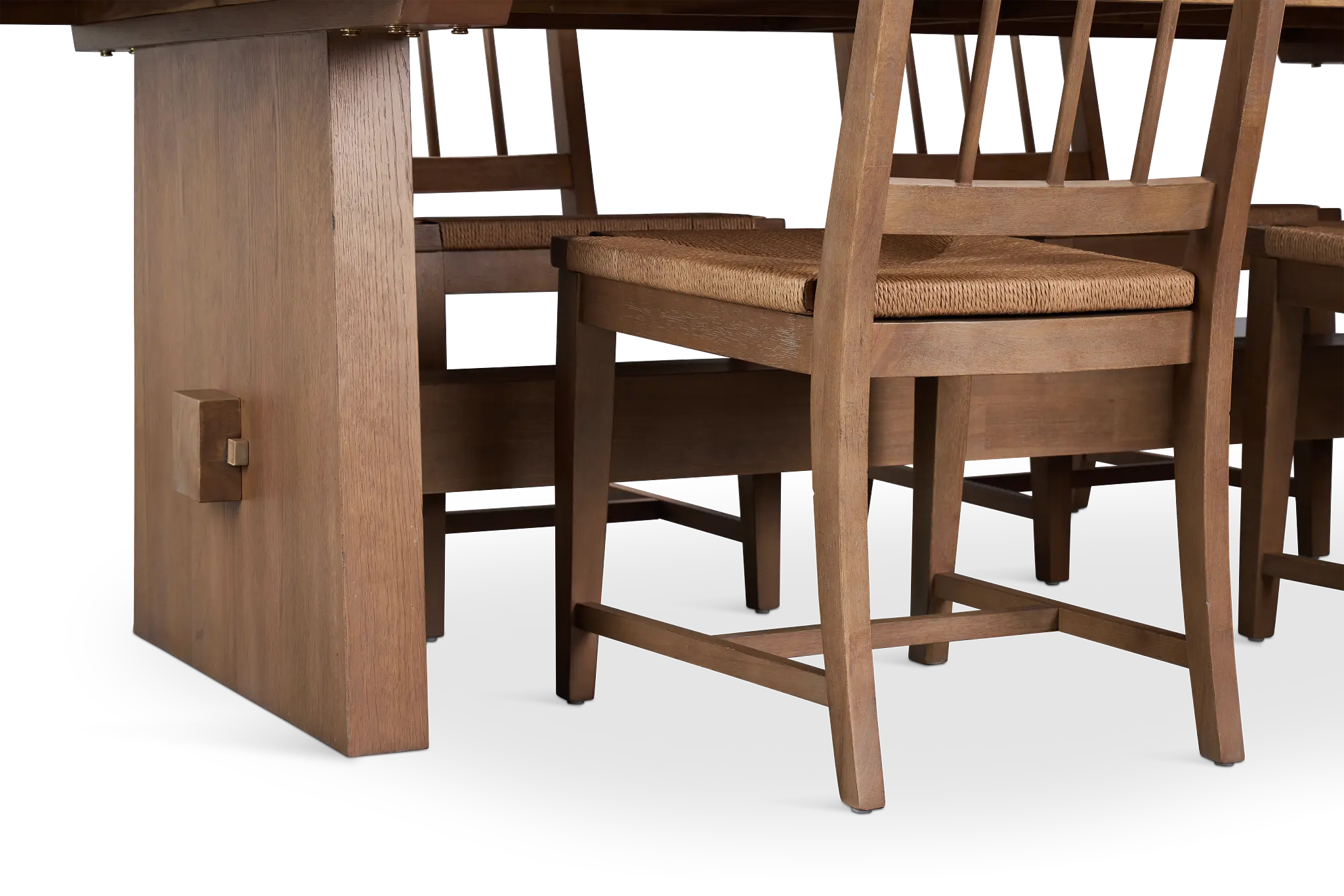 Provo Mid Tone Trestle Table & 4 Woven Chairs Provo Mid Tone Trestle Table & 4 Woven Chairs