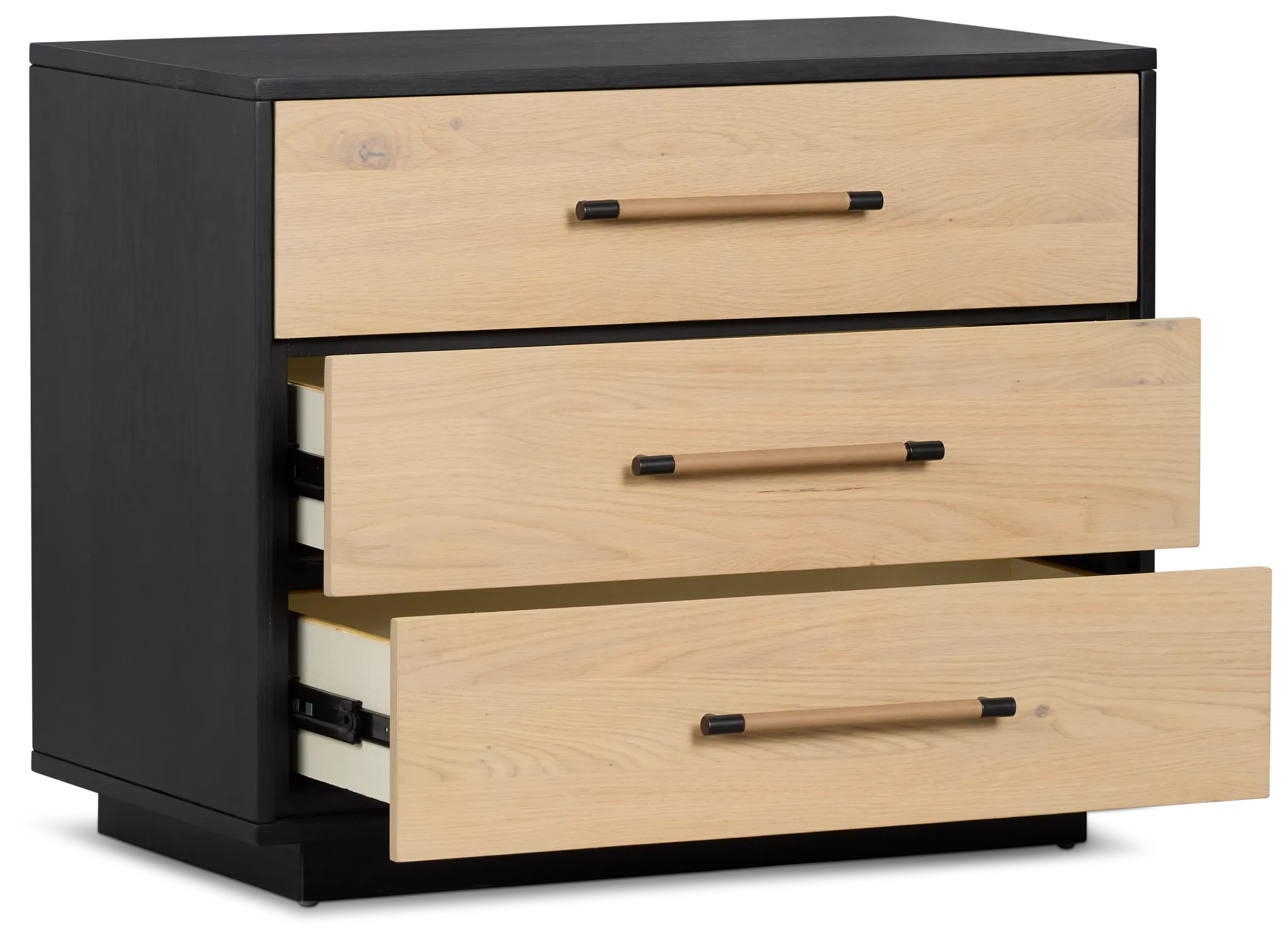Highland Black 3-drawer Nightstand