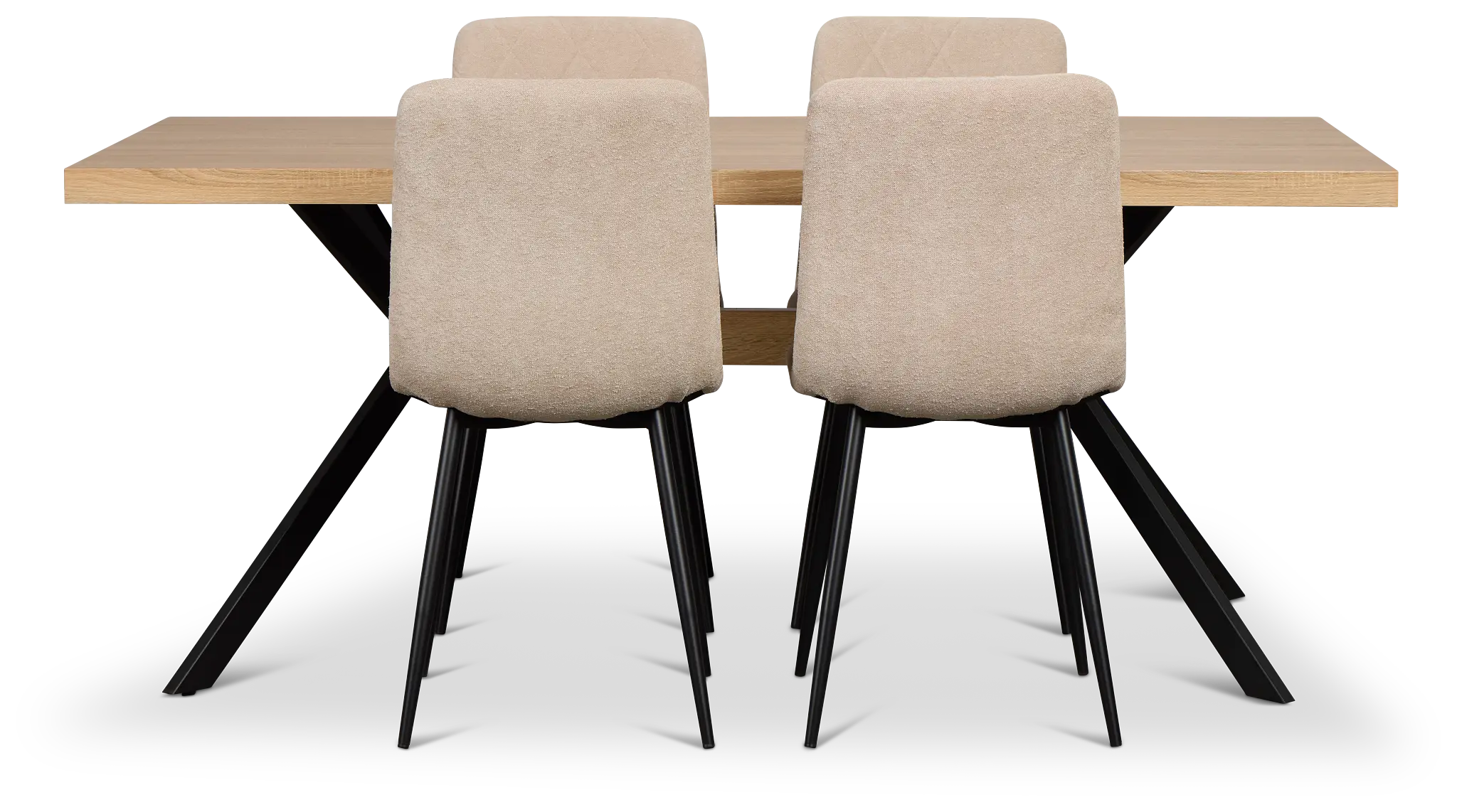 Lynden Light Tone Rect Table With 4 Beige Upholstered Side Chairs Lynden Light Tone Rect Table With 4 Beige Upholstered Side Chairs