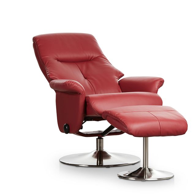 Evans Red Micro Recliner & Ottoman