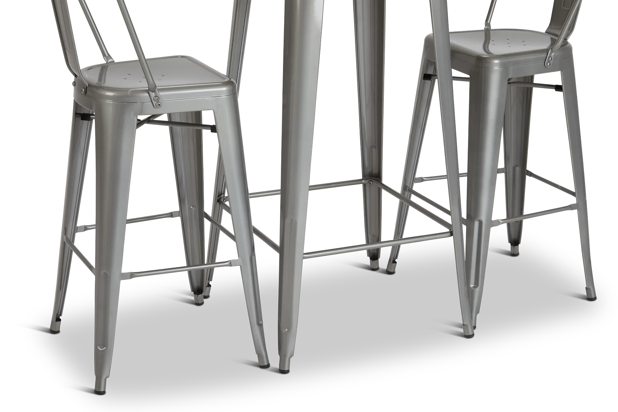 Huntley Light Tone Pub Table & 2 Metal Barstools