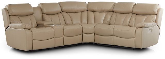 Dustin Beige Micro Left Console Love Reclining Sectional