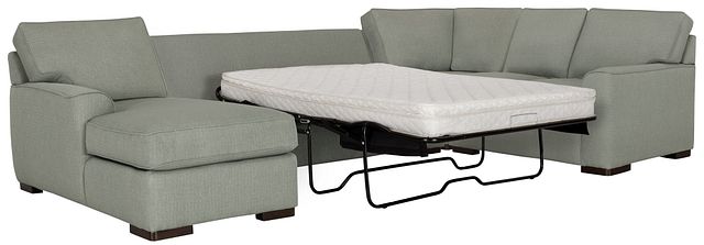 Austin Green Fabric Left Chaise Innerspring Sleeper Sectional (0)