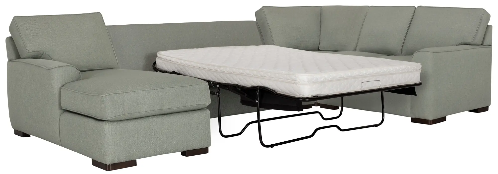 Austin Green Fabric Left Chaise Innerspring Sleeper Sectional Austin Green Fabric Left Chaise Innerspring Sleeper Sectional