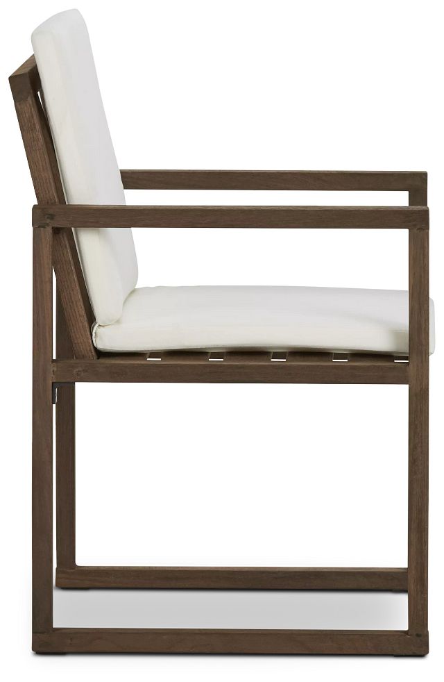 Linear Teak White Arm Chair