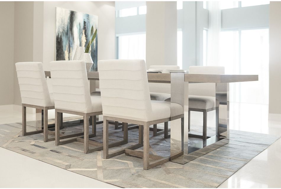 Berlin White Table 4 Upholstered Chairs Dining Room Dining Sets City Furniture