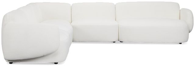 Halsey White Fabric Medium Right Facing Cuddler Sectional