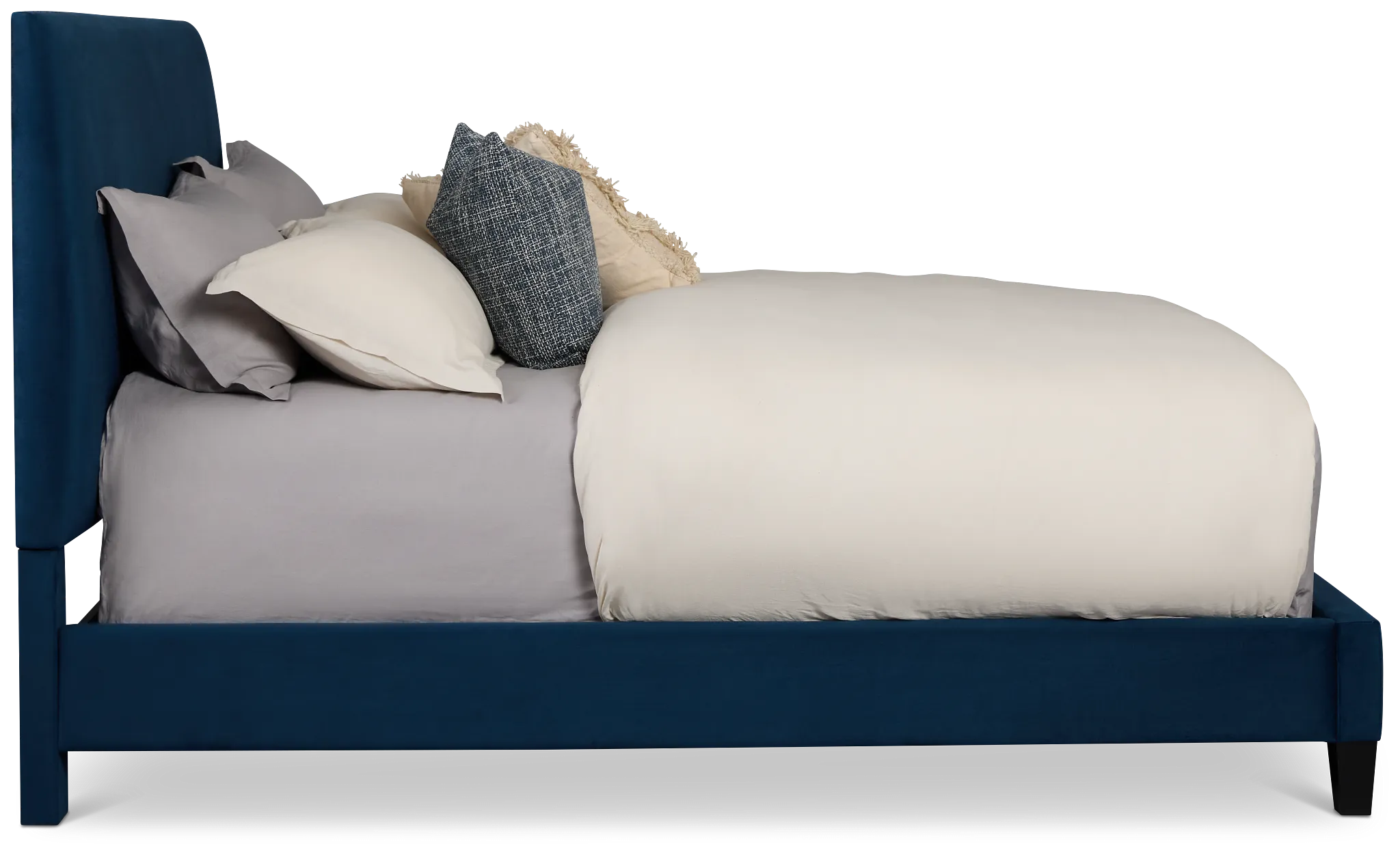 Lucy Dark Blue Uph Platform Bed