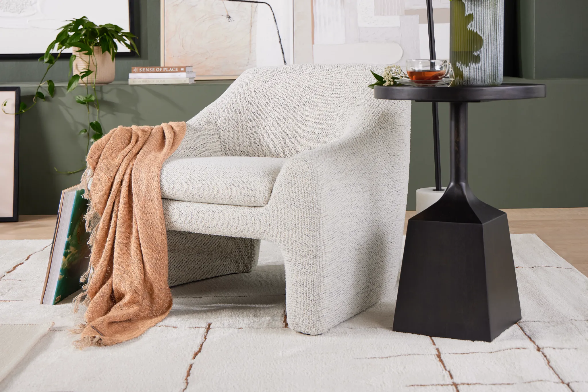 Carter White Fabric Accent Chair