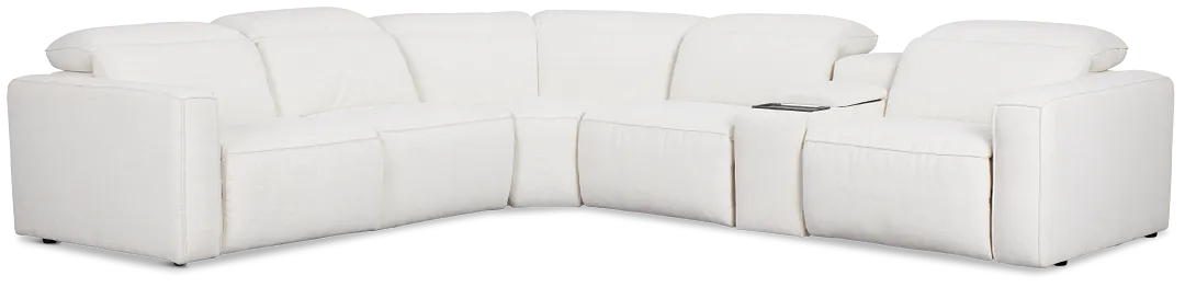 Ryland White Fabric Medium Dual Power 2-arm Reclining Sectional
