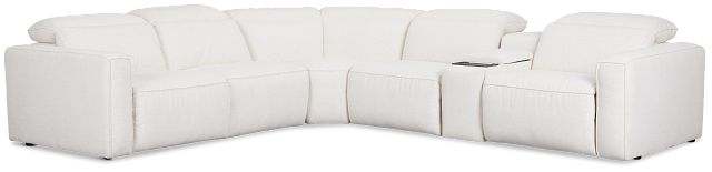 Ryland White Fabric Medium Dual Power 2-arm Reclining Sectional