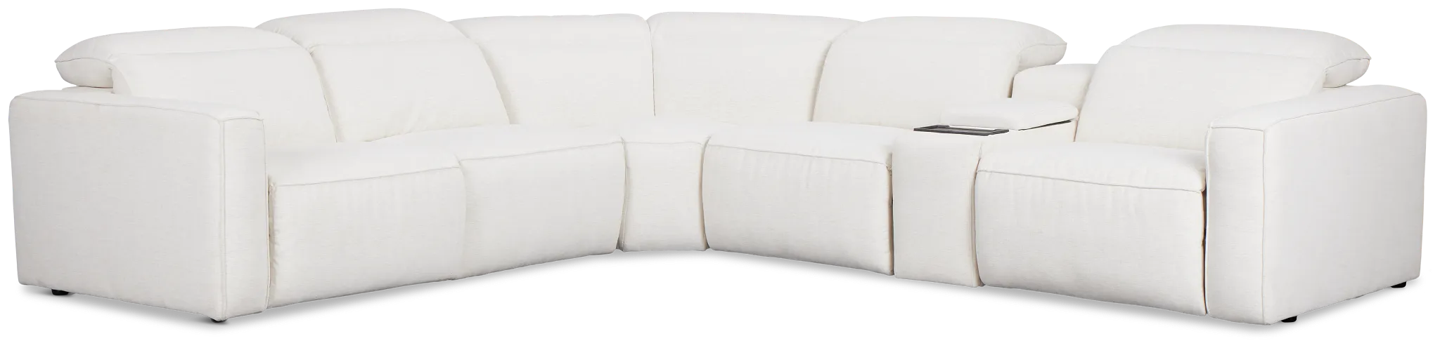 Ryland White Fabric Medium Dual Power 2-arm Reclining Sectional