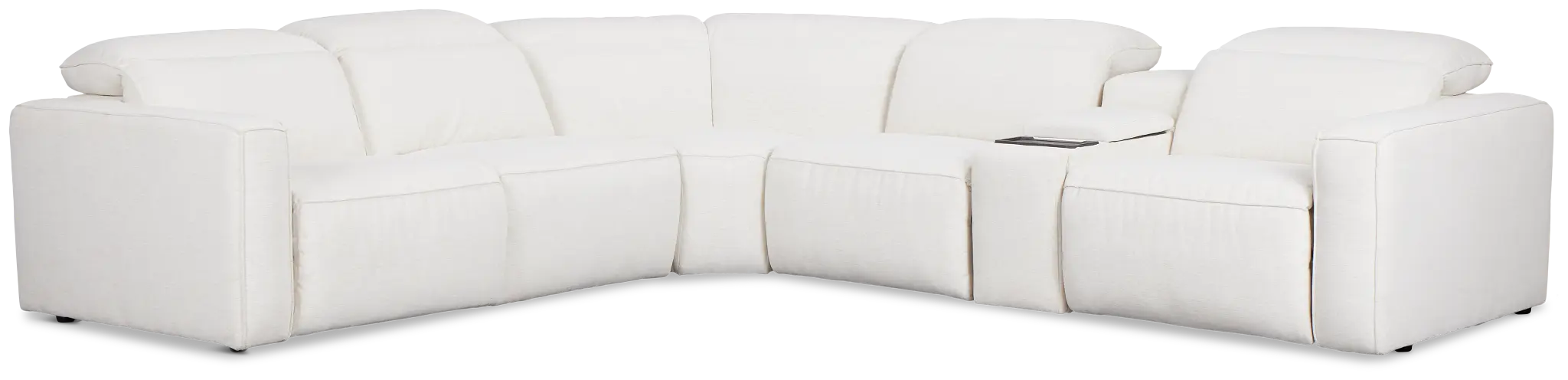 Ryland White Fabric Medium Dual Power 2-arm Reclining Sectional Ryland White Fabric Medium Dual Power 2-arm Reclining Sectional