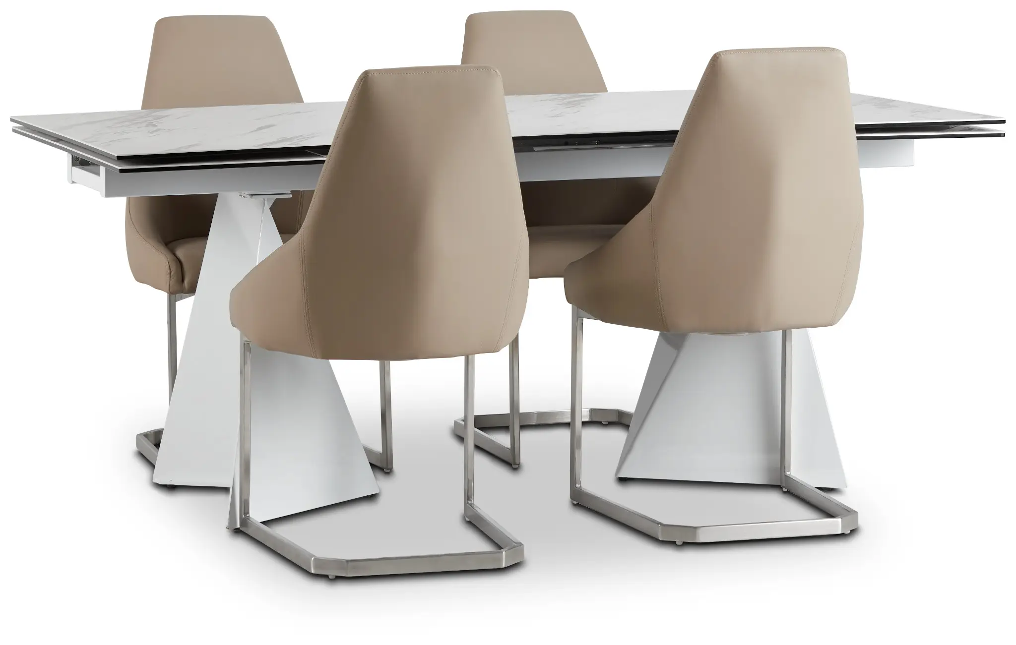 Monaco Taupe Ceramic Table & 4 Upholstered Chairs Monaco Taupe Ceramic Table & 4 Upholstered Chairs