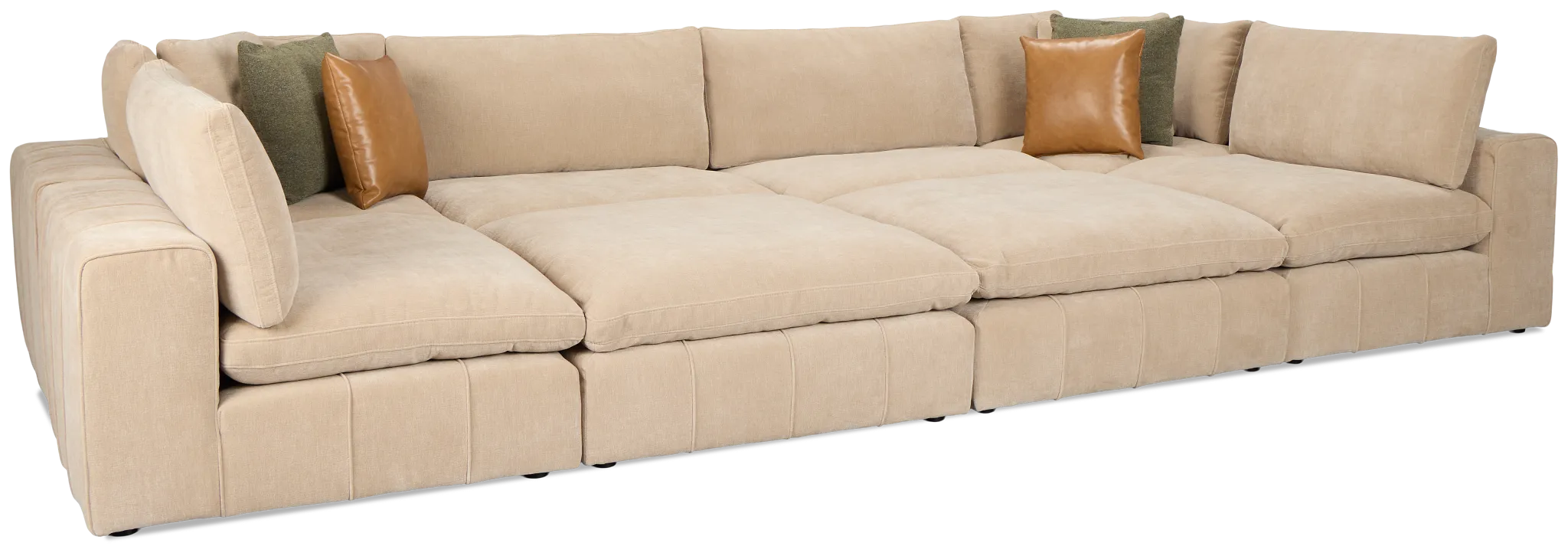 Cruz Light Beige Fabric 8-piece Pit Sectional