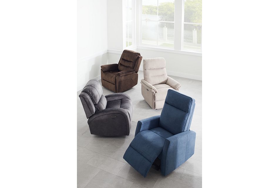 Chris Blue Fabric Power Recliner