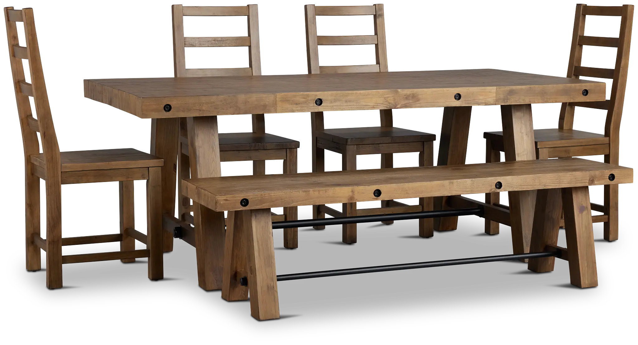 Maxton Mid Tone Rectangular Table With 4 Side Chairs & Bench Maxton Mid Tone Rectangular Table With 4 Side Chairs & Bench