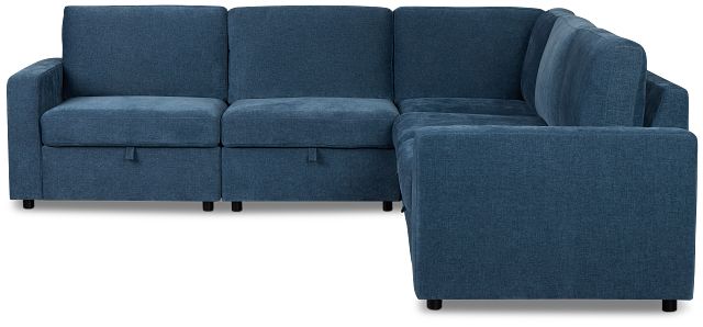 Addie Blue Fabric Small 2-arm Storage Sectional