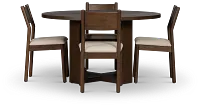 Rochester Dark Tone Round Table & 4 Upholstered Chairs