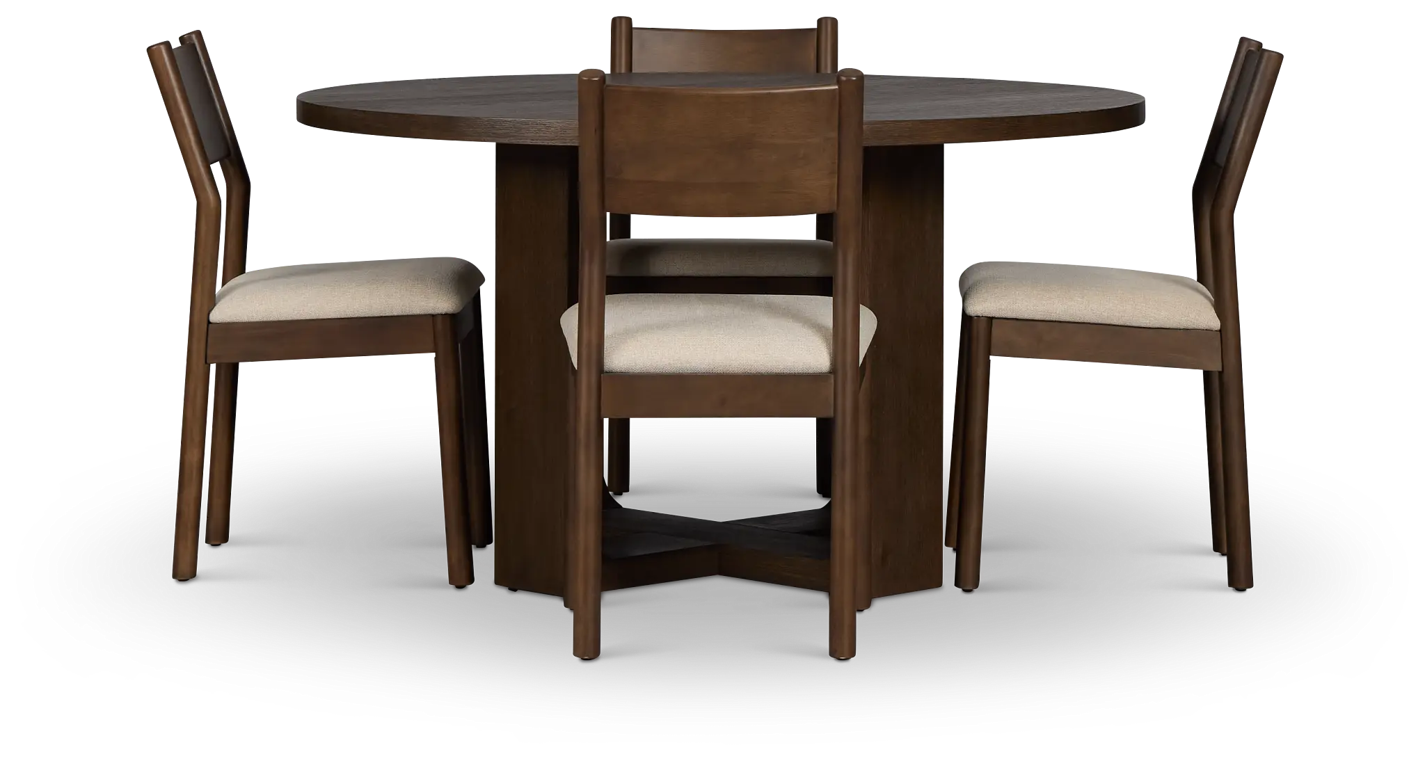 Rochester Dark Tone Round Table & 4 Upholstered Chairs Rochester Dark Tone Round Table & 4 Upholstered Chairs