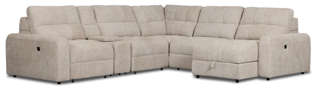Hendrix Light Taupe Fabric Small Dual Power Right Extension Chaise Sectional