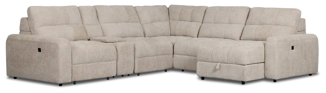 Hendrix Light Taupe Fabric Small Dual Power Right Extension Chaise Sectional Hendrix Light Taupe Fabric Small Dual Power Right Extension Chaise Sectional