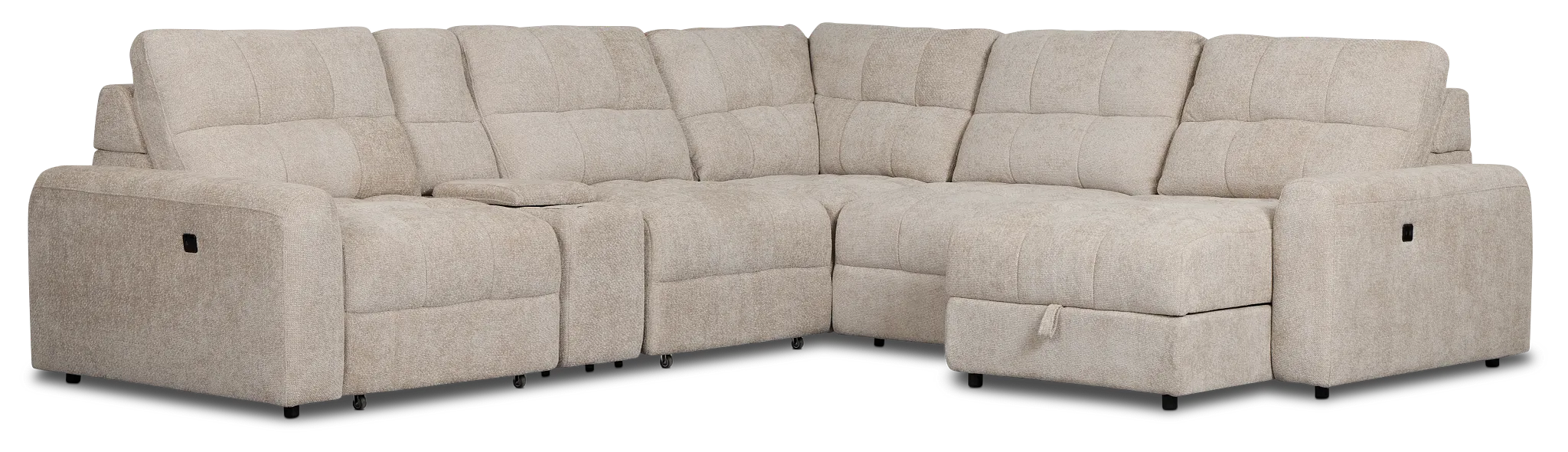 Hendrix Light Taupe Fabric Small Dual Power Right Extension Chaise Sectional